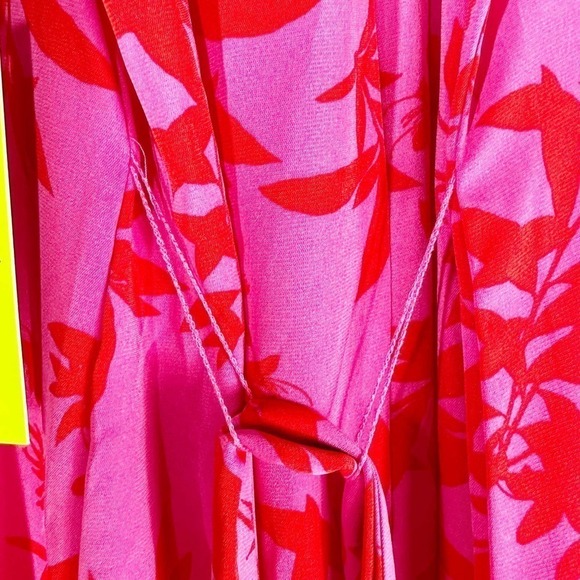 Sam Edelman High Neck Floral Print  Dress Red Pink Size Small - Picture 13 of 14